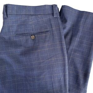 J.Crew Ludlow Dress Pants Mens 34x34 Blue Plaid Four Season Wool Slim Fit